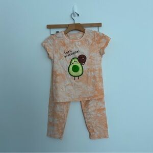 Kids Girls Two Piece Matching Set Size 10 Peach White 100% Cotton Tie Dye Comfy